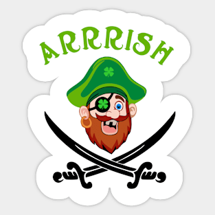 Arrish Irish Pirate  Leprechaun St Patricks Day Sticker